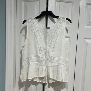 White Lace Trim Sleeveless Top